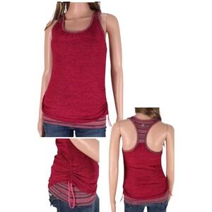 Athleta Racerback Tank Top XS Royal‎ Pigeon Red Double Layer Built in Bra